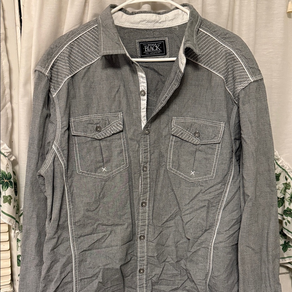 BKE Black and Gray Athletic Fit Shirt
